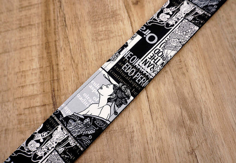 Japan beautiful girl guitar strap with leather ends-7
