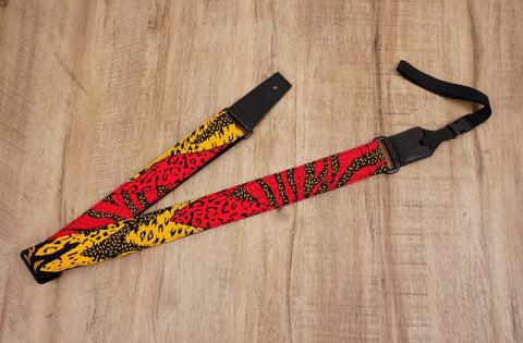 Passionate Africa ukulele shoulder strap with leather ends-2