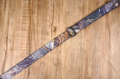 Rock texture reflective ukulele shoulder strap with leather ends-5