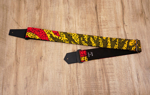 Passionate Africa printed guitar strap with leather ends-2