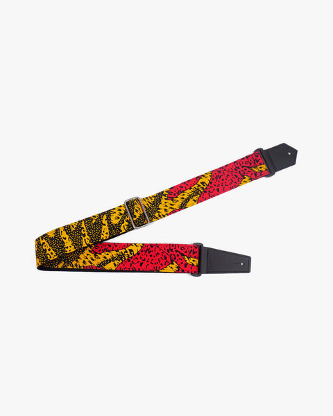 Passionate Africa printed guitar strap with leather ends-1