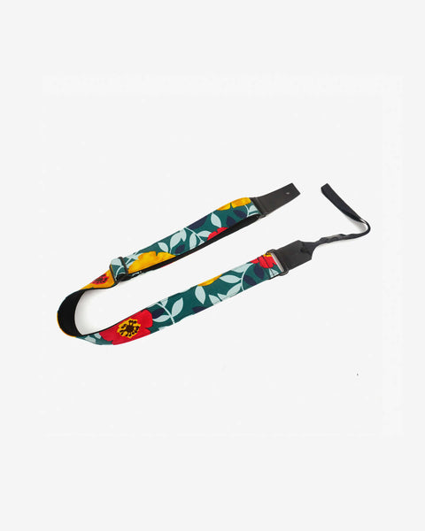 ukulele shoulder strap with flowers and leaf printed-front-1