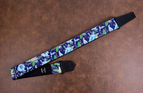hummingbird guitar strap with leather ends-3