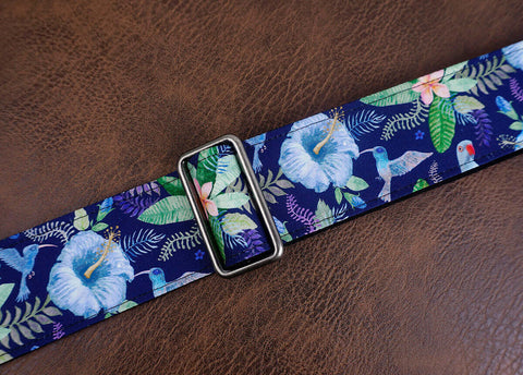 hummingbird guitar strap with leather ends-4