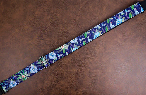 hummingbird guitar strap with leather ends-5