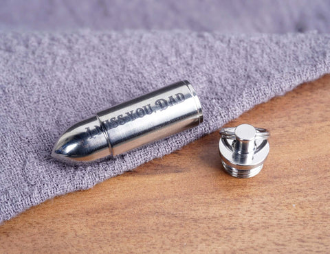 Personalized Bullet Titanium Cremation Urn Keychain - Waterproof Memorial Ashes Keyring-4