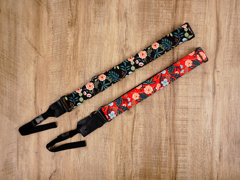 rose ukulele shoulder strap with leather ends-3
