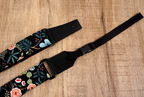 blue ukulele shoulder strap with leather ends-3