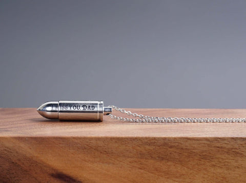 Personalized Bullet Titanium Cremation Urn Necklace - Waterproof Memorial Jewelry for Ashes-2