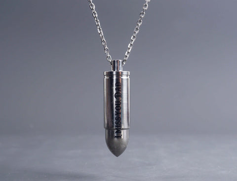 Personalized Bullet Titanium Cremation Urn Necklace - Waterproof Memorial Jewelry for Ashes-4