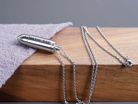 Personalized Bullet Titanium Cremation Urn Necklace - Waterproof Memorial Jewelry for Ashes-6