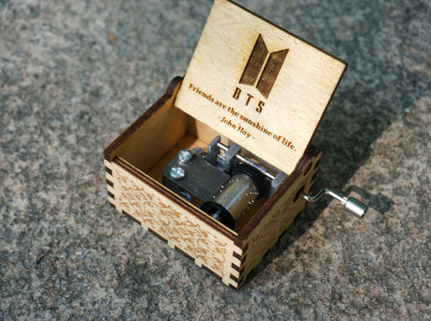 Custom BTS Hand Crank Wooden Music Box
