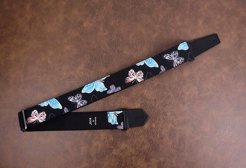 butterfly guitar strap with leather ends-3