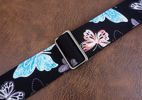 butterfly guitar strap with leather ends-4
