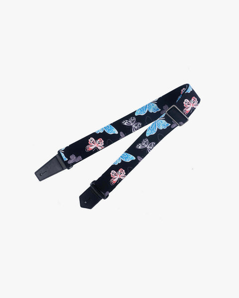 butterfly guitar strap with leather ends-1