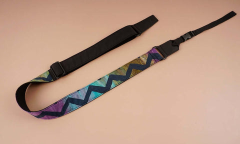 Color fantasy leather ends ukulele shoulder strap-rainbow-front