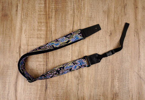 cherry blossom ukulele shoulder strap with leather ends-7