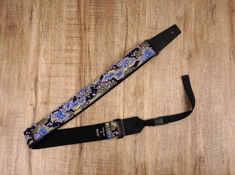 cherry blossom ukulele shoulder strap with leather ends-6