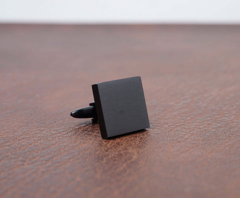 Custom engraved Black Square Cufflinks & Tie clip set-6