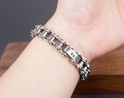 Personalized Bicycle Chain Bracelet Vintage - Custom Engraved Jewelry for Men or Women-7