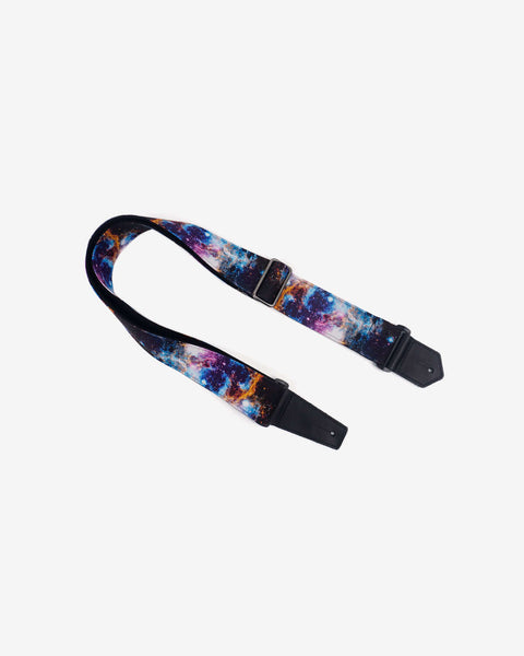 personalized fancy galaxy guitar strap with leather ends -1