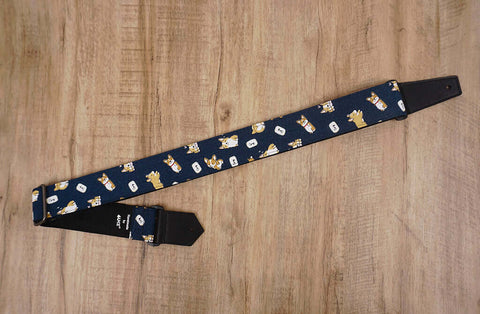 funny Corgi dog cute guitar strap with leather ends -3