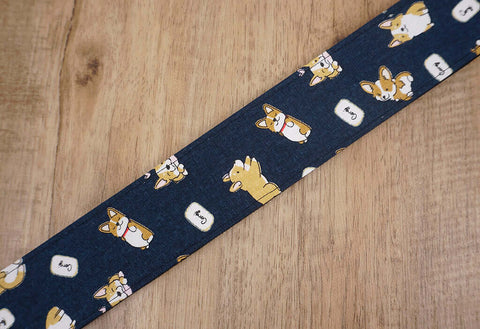 funny Corgi dog cute guitar strap with leather ends -5