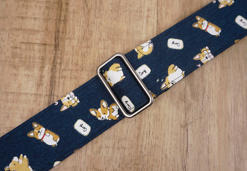 funny Corgi dog cute guitar strap with leather ends -6