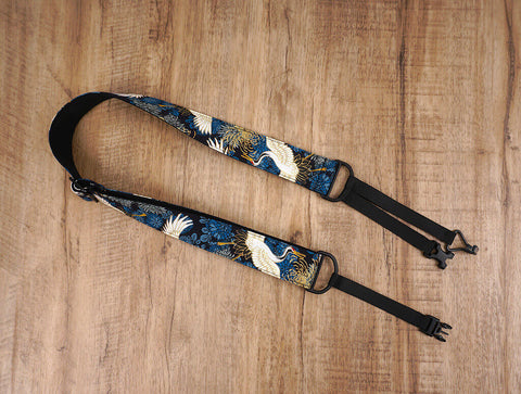 crane and chrysanthemums clip on ukulele hook strap-2