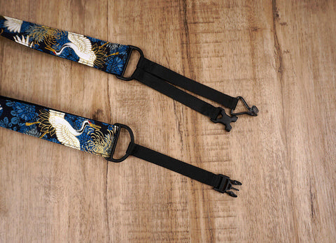 crane and chrysanthemums clip on ukulele hook strap-3