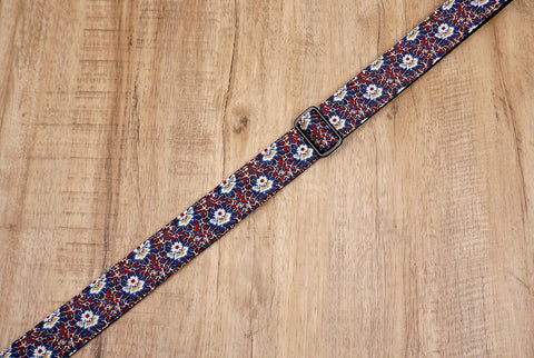 Thorn Daisy ukulele shoulder strap with leather ends-6