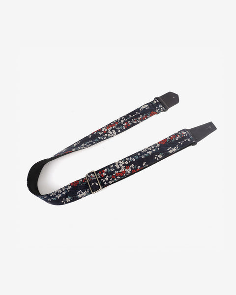 Weeping Cherry blossom guitar strap with leather ends-1