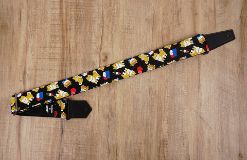 Personalized Akita Dog Guitar Strap with leather ends-2