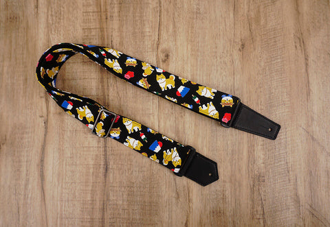 Personalized Akita Dog Guitar Strap with leather ends-3
