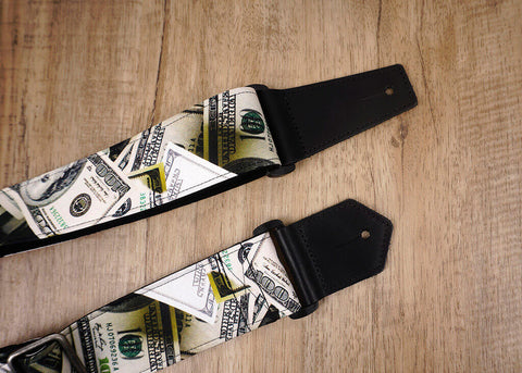 Dollars funny guitar strap with leather ends -3