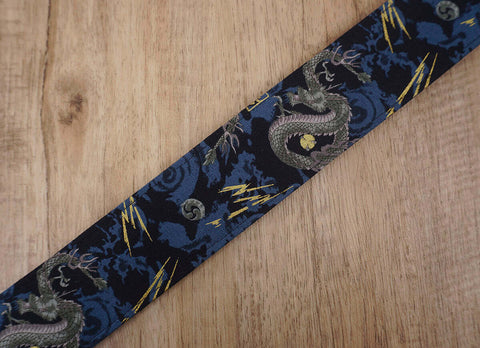 lightning dragon banjo strap with leather ends and hook, can also be used as purse guitar strap-5