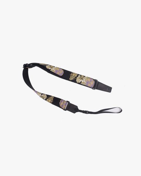Gold dragon ukulele strap with leather ends-1