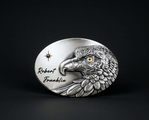Personalized Western eagle and sun BELT BUCKLE with name engraved, Custom monogram Belt Buckle for him, her, Groomsman, Cowboy-5