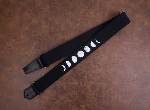 eclipse of the moon guitar strap with leather ends-2