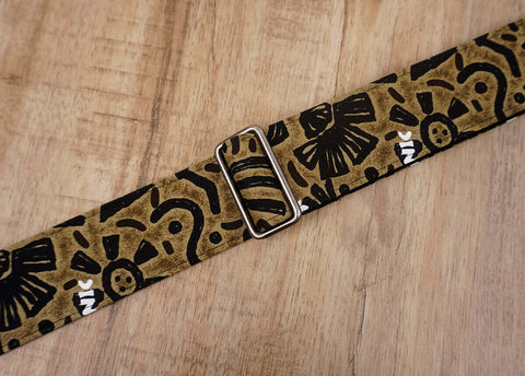 exotic totem guitar strap with leather ends-3