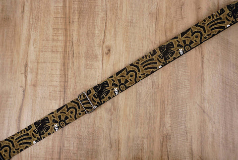 exotic totem guitar strap with leather ends-6