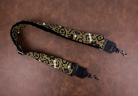 exotic totem banjo strap with leather ends and hook, also can be used as purse guitar strap-3