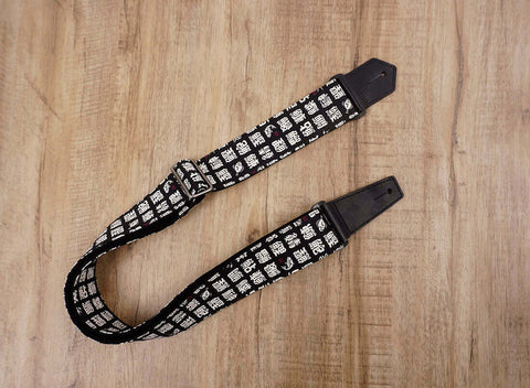 fish monogrammed guitar strap with leather ends -3