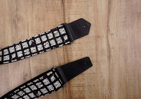 fish monogrammed guitar strap with leather ends -7