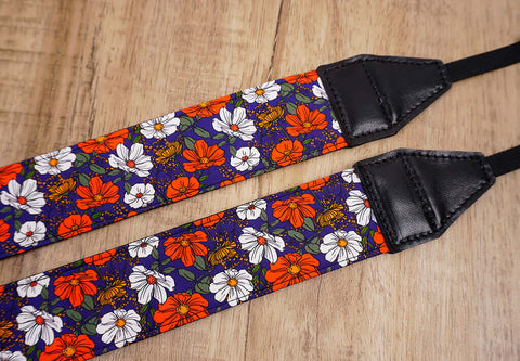 red white flowers camera strap-4