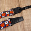 red flowers floral ukulele shoulder strap with leather ends-3