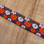 red flowers floral ukulele shoulder strap with leather ends-8
