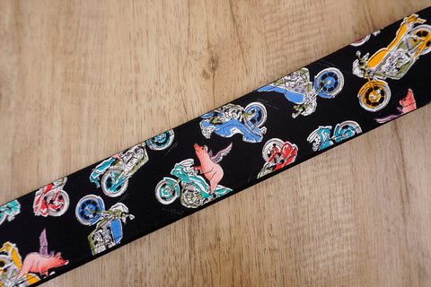 fly pig with motorcycle guitar strap with leather ends-5