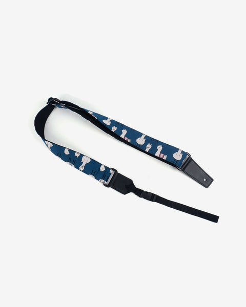 blue llama ukulele shoulder strap with leather ends-1
