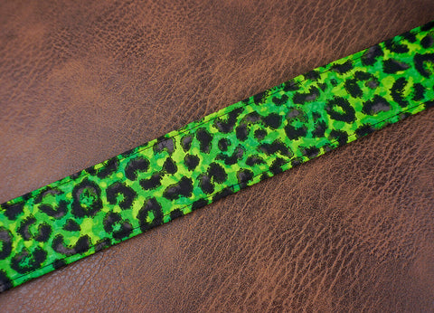 Green leopard print clip on ukulele hook strap, no drill, no button-7